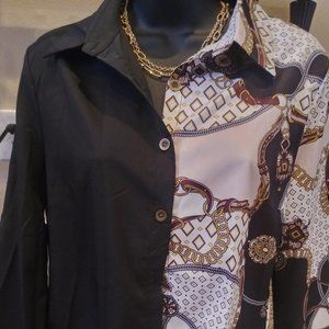 BUTTON UP CHAIN BLOUSE X LARGE
